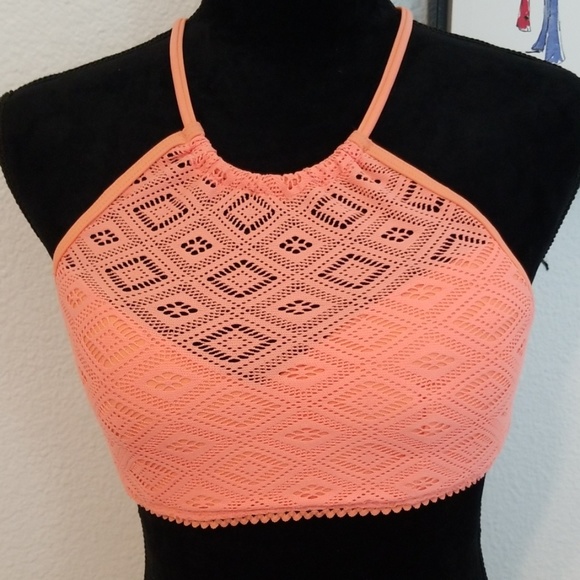 Roxy Other - Roxy Peach Knit Weave Halter Bikini Top Medium